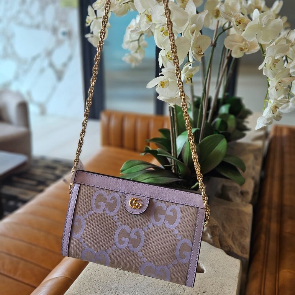 Gucci Ophidia Small GG Shoulder Bag  Lilac GG Supreme Canvas new